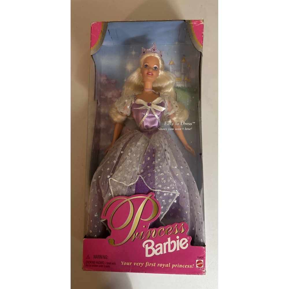 1997 Mattel Princess Barbie Blonde Doll #18404 Easy to Dress Purple Dress NIB